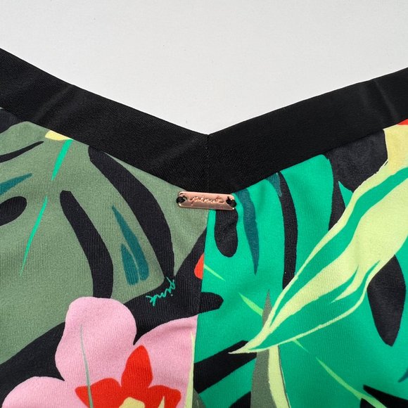 Victoria Secret Pink Small S Itsy Bikini Bottom Cheeky Black Green Palm Jungle - Picture 2 of 4